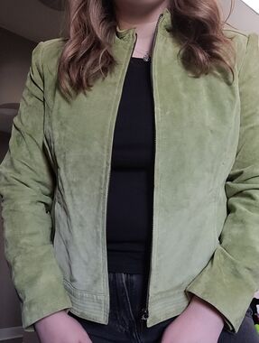 Vintage Valerie Stevens Green Suede Bomber Jacket